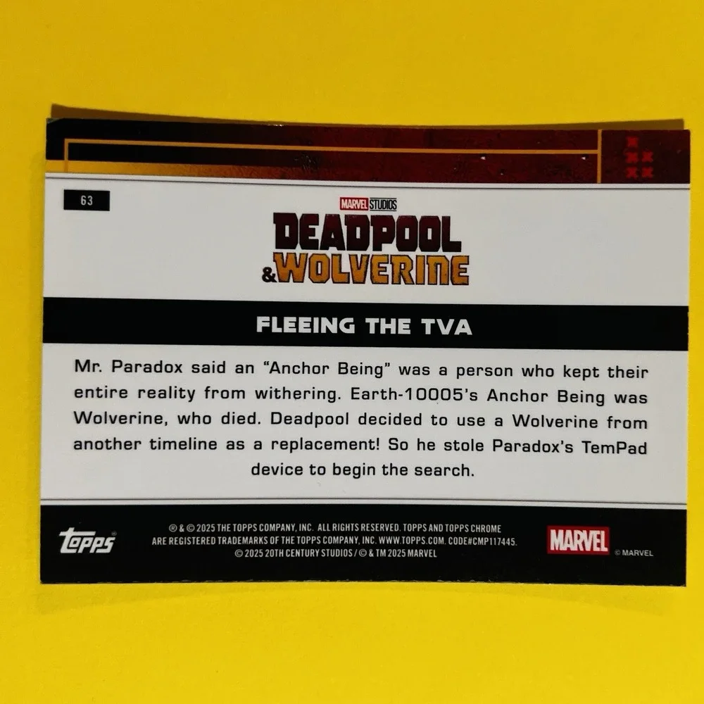 2025 Topps Chrome‎ Deadpool & Wolverine Fleeing The TVA #63 Insert Marvel
